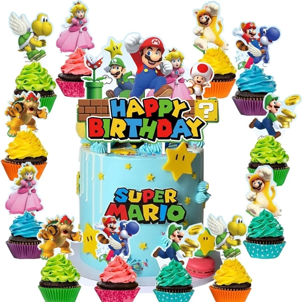 Super Mario Birthday Cake Topper Set - 25pc